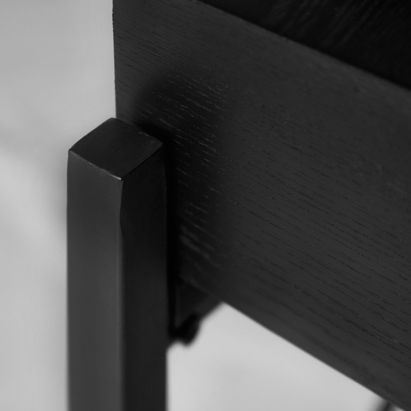 Console 105 cm caisson bois noir ajourée et pieds métal noir - MICHEL