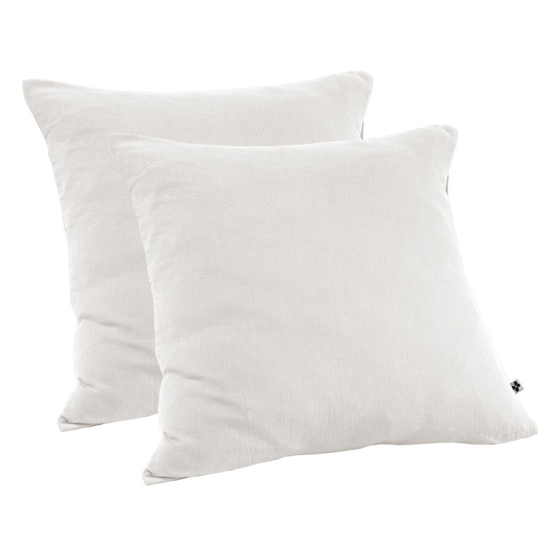 Lot de 2 Taies d'oreillers Carrées 60 x 60 cm en Double Gaze de Coton Blanc - Linge de Lit - PEPA 1