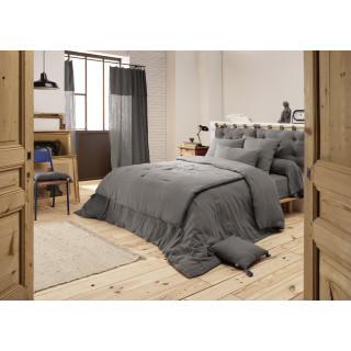 Lot de 2 Taies d'oreillers Carrées 60 x 60 cm en Double Gaze de Coton Gris - Linge de Lit - PEPA 1