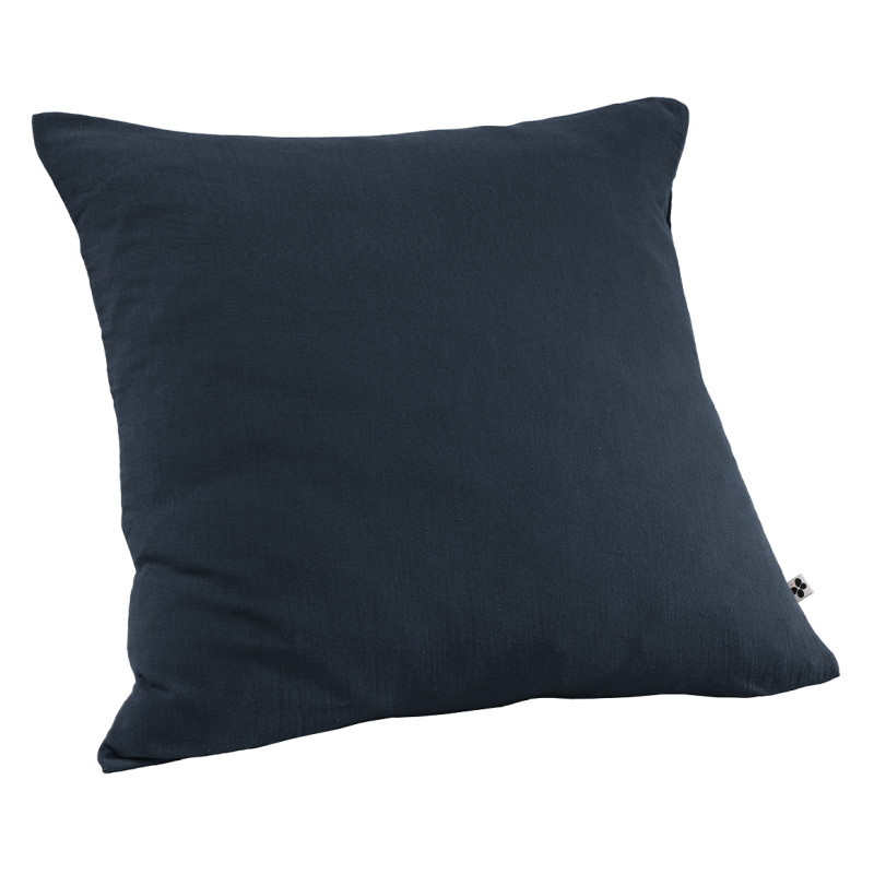 Lot de 2 Taies d'oreillers Carrées 60 x 60 cm en Double Gaze de Coton Bleu Nuit - Linge de Lit - PEPA 1