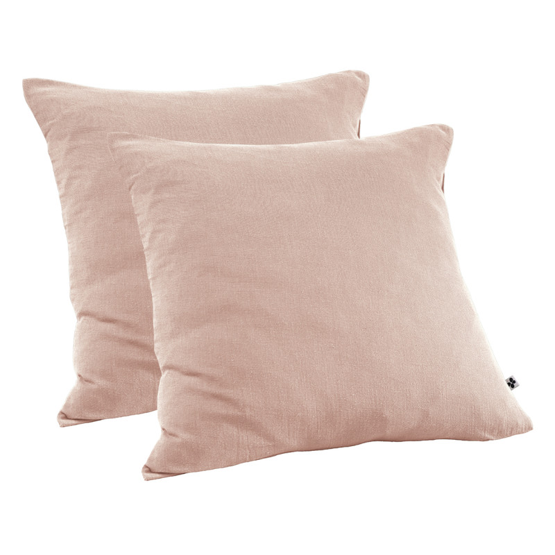 Lot de 2 Taies d'oreillers Carrées 60 x 60 cm en Double Gaze de Coton Rose - Linge de Lit - PEPA 1