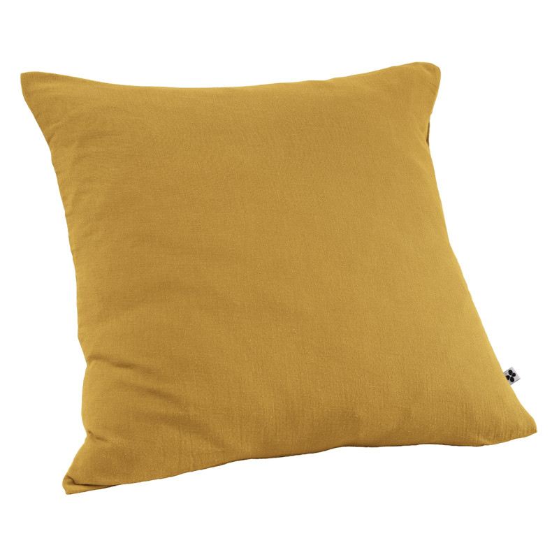 Lot de 2 Taies d'oreillers Carrées 60 x 60 cm en Double Gaze de Coton Jaune - Linge de Lit - PEPA 1