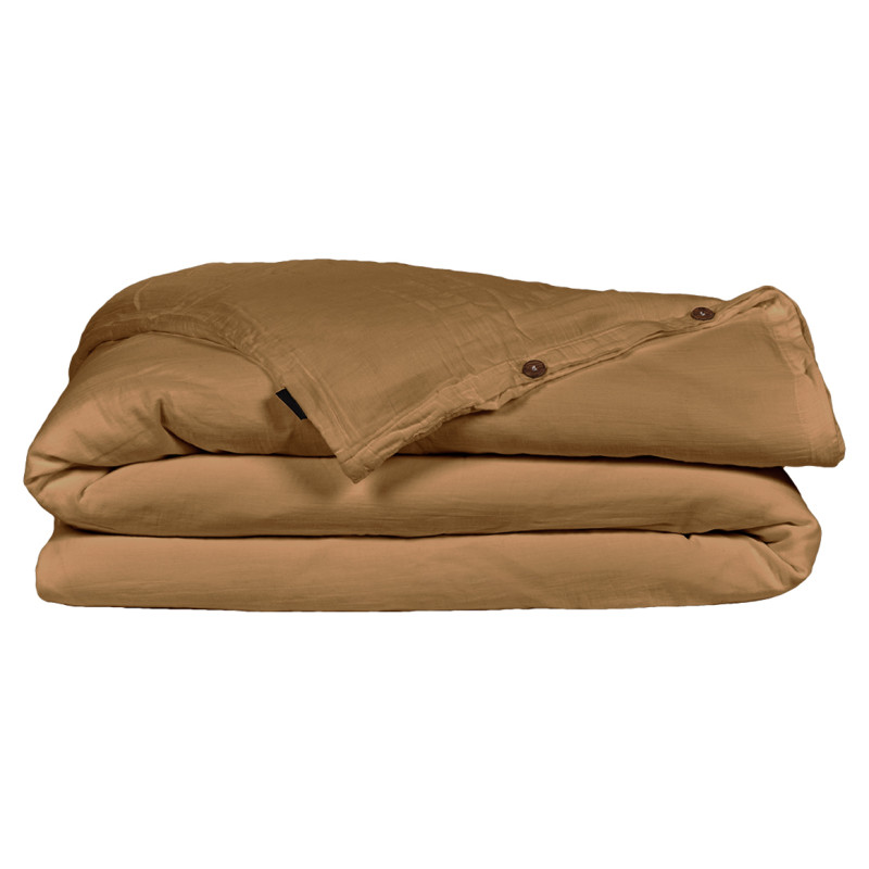 Housse de couette gaze de coton double 240 x 260 cm camel - PEPA 4