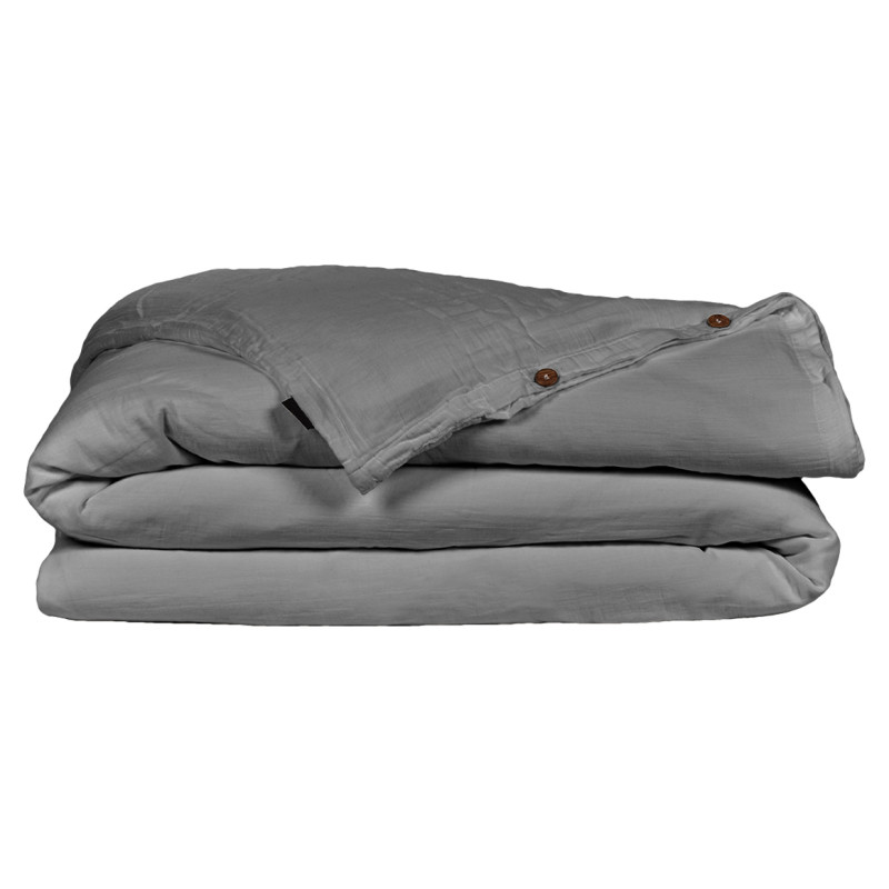 Housse de couette gaze de coton double 240 x 260 cm gris - PEPA 4