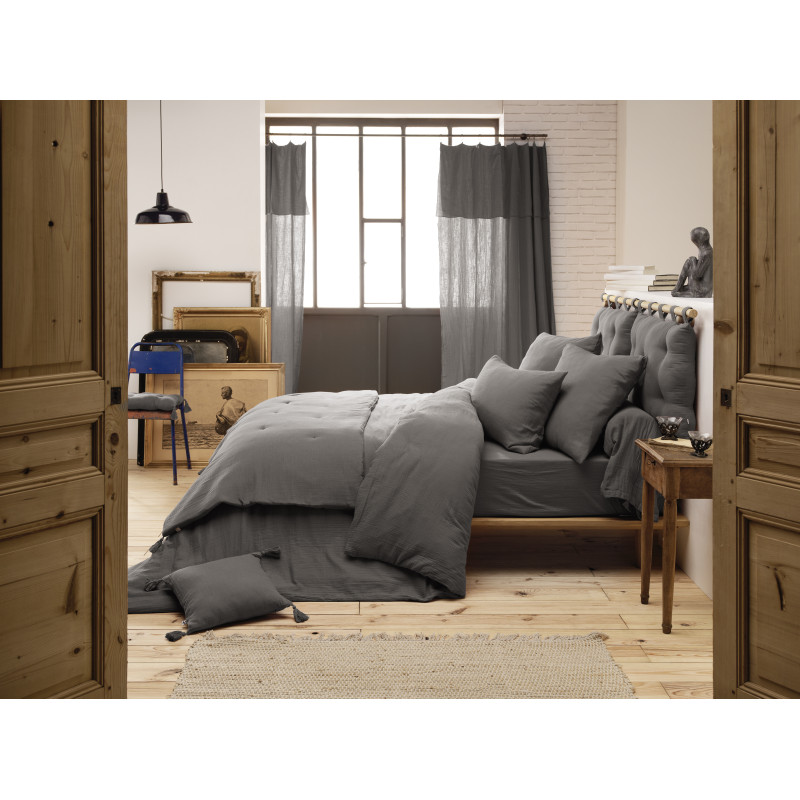 Housse de couette gaze de coton double 240 x 260 cm gris - PEPA 4