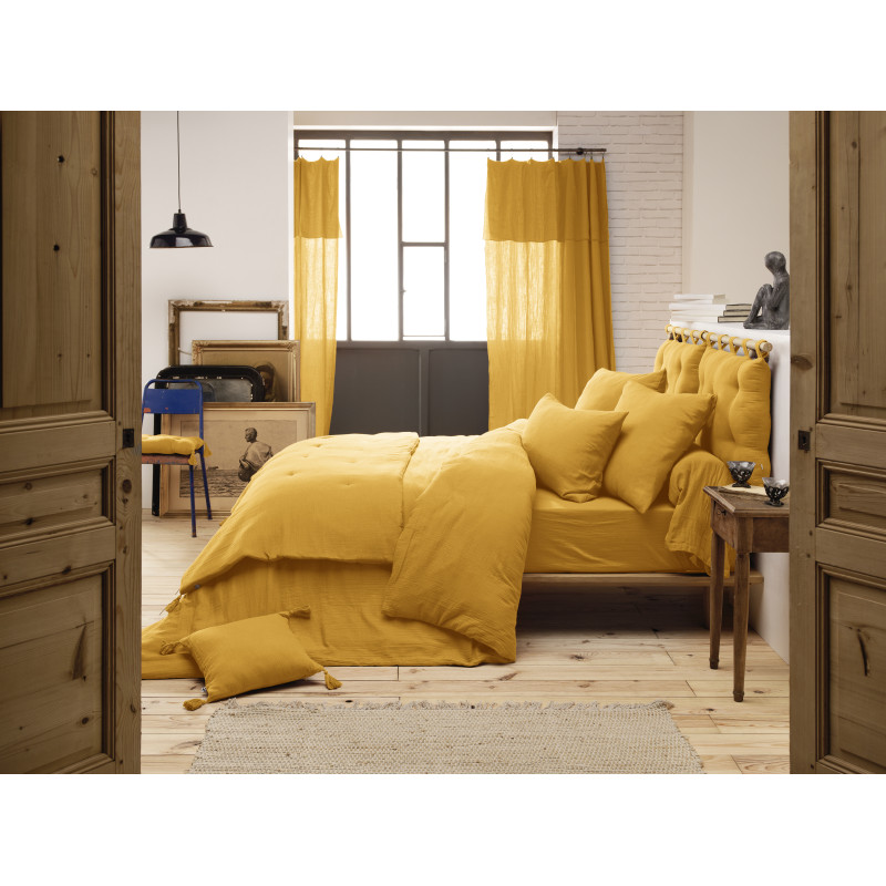 Housse de couette gaze de coton double 240 x 260 cm jaune - PEPA 4