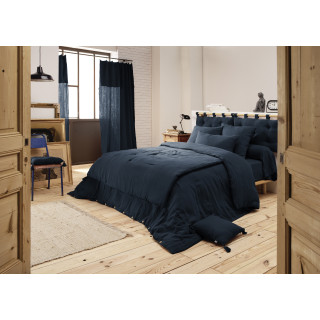 Housse de couette gaze de coton double 220 x 240 cm bleu nuit - PEPA 3