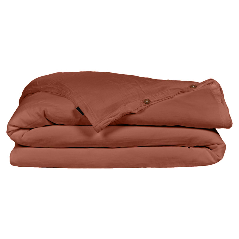 Housse de couette gaze de coton double 200 x 200 cm terracotta - PEPA 2