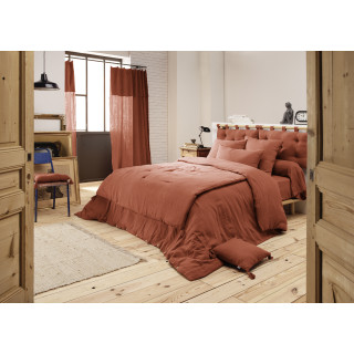Housse de couette gaze de coton double 200 x 200 cm terracotta - PEPA 2