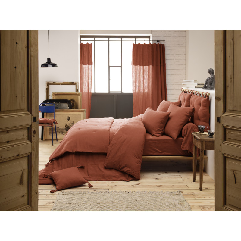 Housse de couette gaze de coton double 200 x 200 cm terracotta - PEPA 2