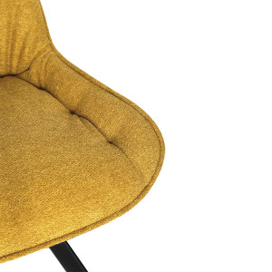 Chaise pivotante 180° en tissu jaune microfibre gris anthracite moelleuse et pieds évasés métal - JADEN