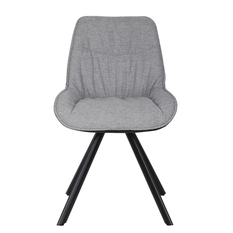 Chaise pivotante 180° en tissu gris chiné microfibre gris anthracite moelleuse et pieds évasés métal - JADEN