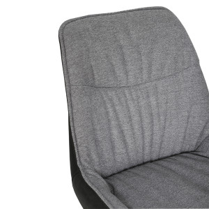 Chaise pivotante 180° en tissu gris chiné microfibre gris anthracite moelleuse et pieds évasés métal - JADEN