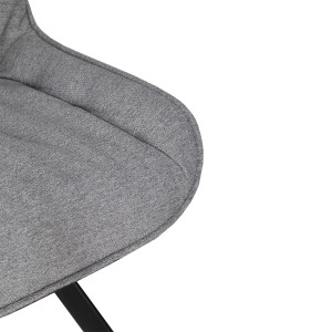 Chaise pivotante 180° en tissu gris chiné microfibre gris anthracite moelleuse et pieds évasés métal - JADEN