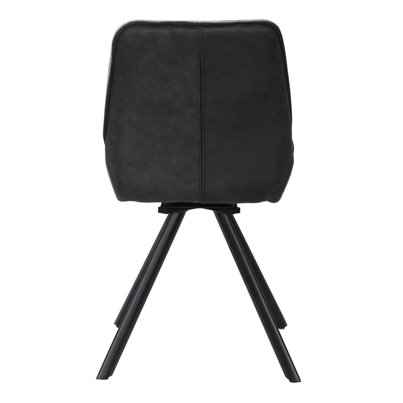 Chaise pivotante 180° en tissu gris chiné microfibre gris anthracite moelleuse et pieds évasés métal - JADEN