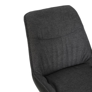 Chaise pivotante 180° en tissu et microfibre gris anthracite moelleuse et pieds évasés métal - JADEN