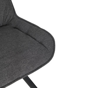 Chaise pivotante 180° en tissu et microfibre gris anthracite moelleuse et pieds évasés métal - JADEN