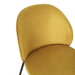 Lot de 2 chaises en tissu jaune moutarde et 4 pieds fins et minimalistes en métal noir - BLAIR