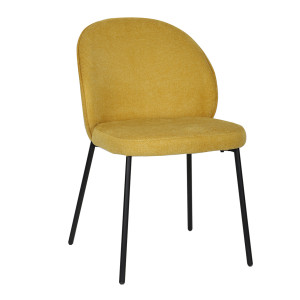 Lot de 2 chaises en tissu jaune moutarde et 4 pieds fins et minimalistes en métal noir - BLAIR