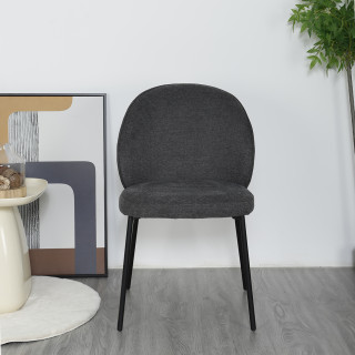 Lot de 2 chaises en tissu chiné gris anthracite et 4 pieds fins et minimalistes en métal noir - BLAIR