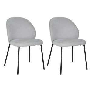 Lot de 2 chaises en tissu gris clair et 4 pieds fins et minimalistes en métal noir - BLAIR