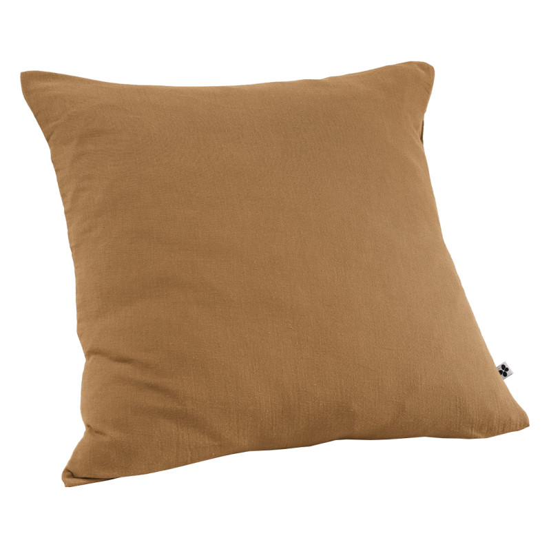 Parure de Lit 2 Taies 60x60 cm et Housse de Couette 240x260 cm en Double Gaze de Coton Camel - PEPA 4