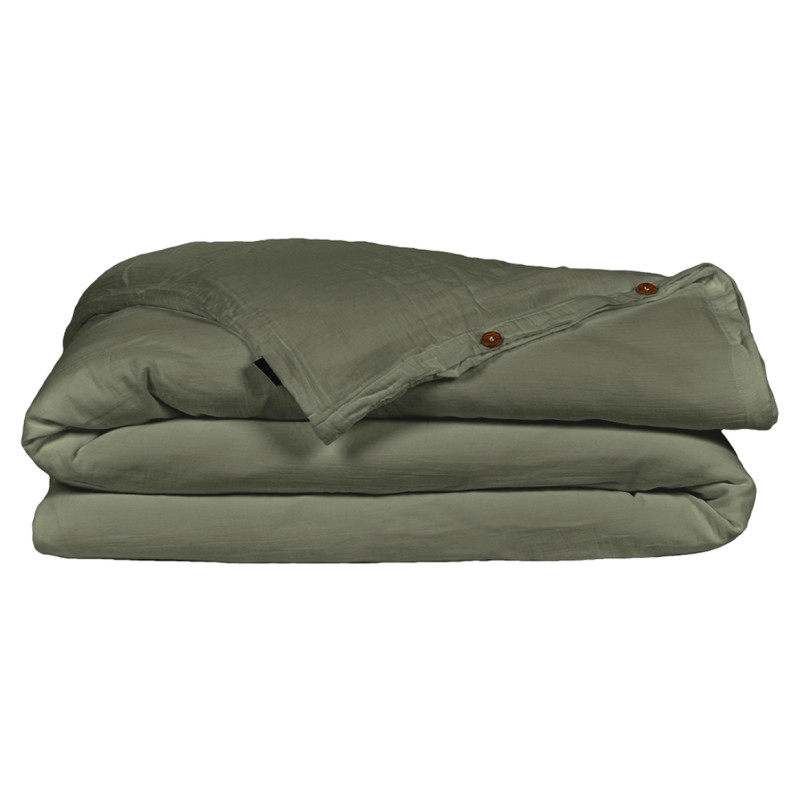 Parure de Lit 2 Taies 60x60 cm et Housse de Couette 240x260 cm en Double Gaze de Coton Vert - PEPA 4