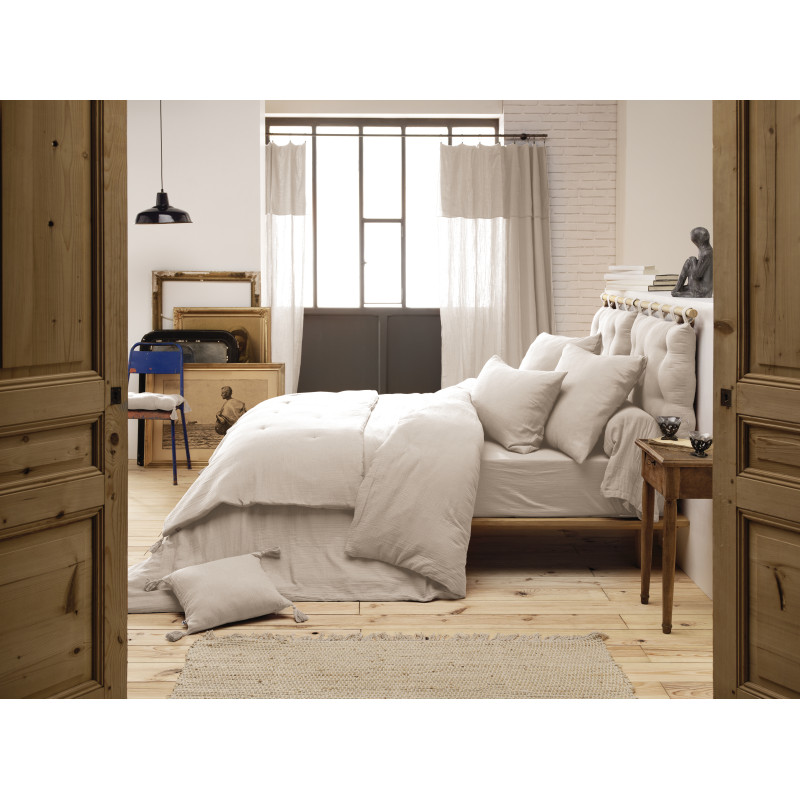 Parure de Lit 2 Taies 60x60 cm et Housse de Couette 240x260 cm en Double Gaze de Coton Écru - PEPA 4