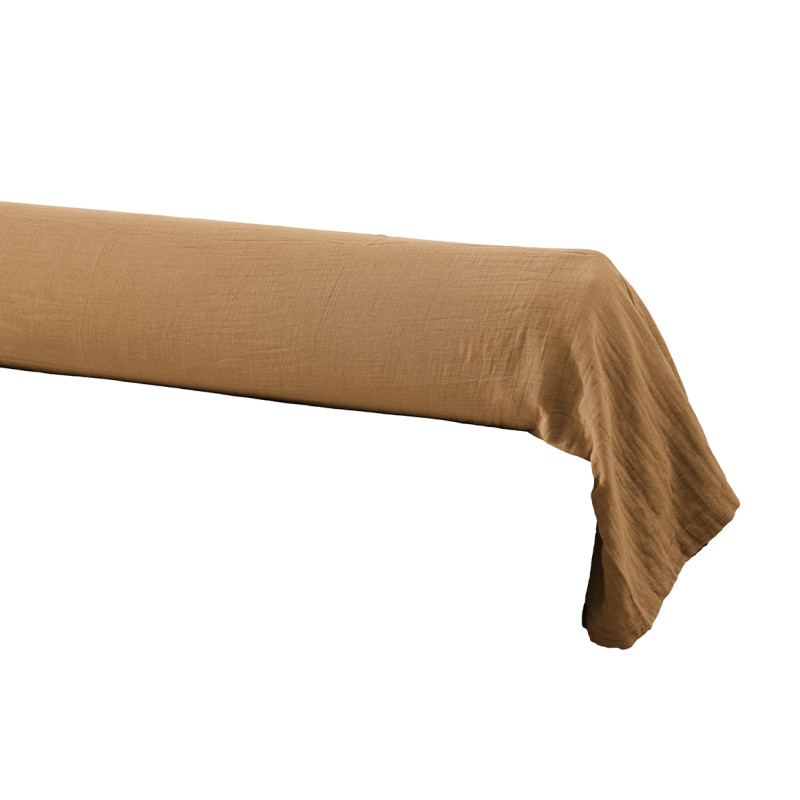 Housse de traversin 85 x 185 cm en Double Gaze de Coton Camel - PEPA 3