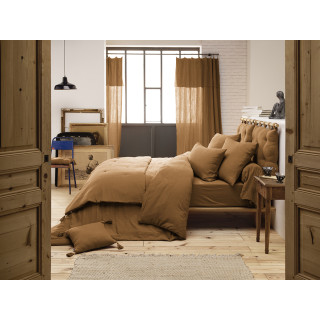 Drap Housse 140 x 190 cm en Double Gaze de Coton Camel avec Hauteur de Bonnet 30 cm - PEPA 2