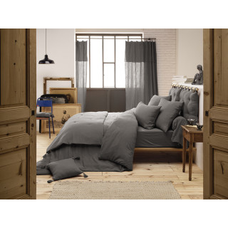 Drap Housse 140 x 190 cm en Double Gaze de Coton Gris avec Hauteur de Bonnet 30 cm - PEPA 2