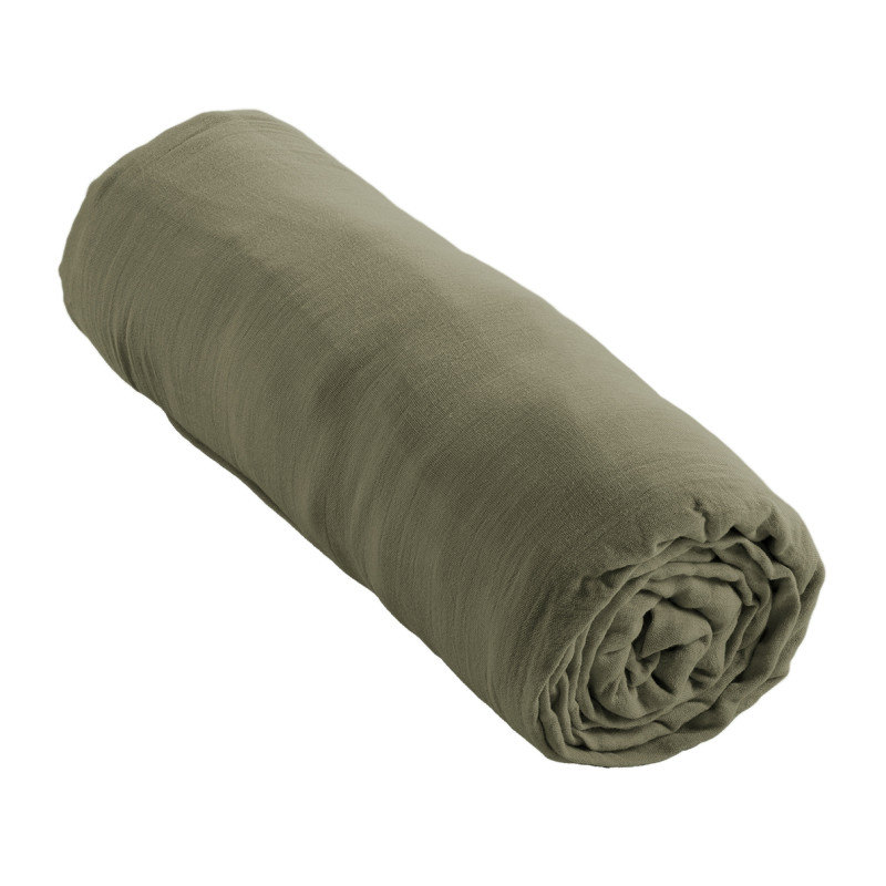 Drap Housse 140 x 190 cm en Double Gaze de Coton Vert avec Hauteur de Bonnet 30 cm - PEPA 2