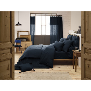 Drap Housse 160 x 200 cm en Double Gaze de Coton Bleu Nuit avec Hauteur de Bonnet 30 cm - PEPA 3
