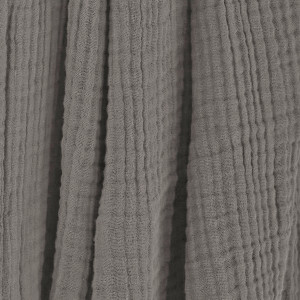Plaid Rectangulaire 180 x 220 cm en Quadruple Gaze de Coton Gris avec Franges - PEPA 2