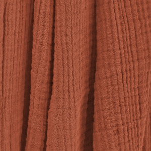 Plaid Rectangulaire 180 x 220 cm en Quadruple Gaze de Coton Terracotta avec Franges - PEPA 2