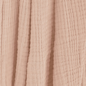 Plaid Rectangulaire 180 x 220 cm en Quadruple Gaze de Coton Rose avec Franges - PEPA 2