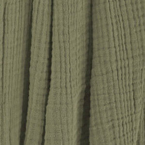 Plaid Rectangulaire 180 x 220 cm en Quadruple Gaze de Coton Vert avec Franges - PEPA 2