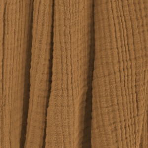 Plaid Rectangulaire 180 x 220 cm en Quadruple Gaze de Coton Camel avec Franges - PEPA 2