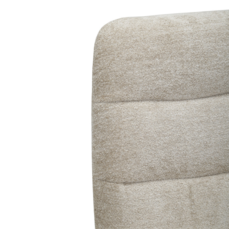 Chaise pivotante 360° matelassée et rembourrée en tissu doux écru et pied croix en métal noir - JULIE