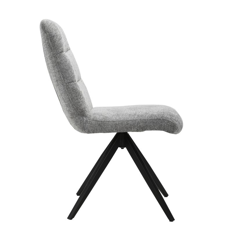 Lot de 2 chaises pivotantes tissu doux gris pied croix métal - JULIE