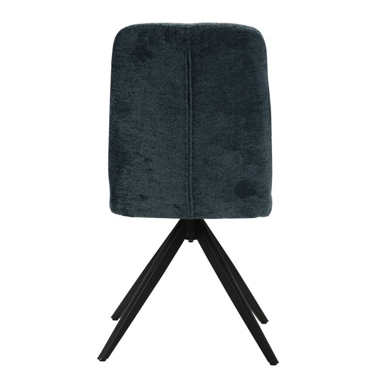 Lot 2 chaises pivotantes tissu doux bleu foncé pied croix métal - JULIE