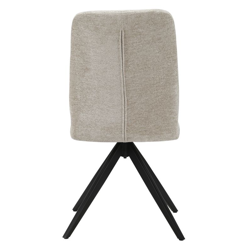 Lot 2 chaises pivotantes tissu doux gris pied croix métal - JULIE