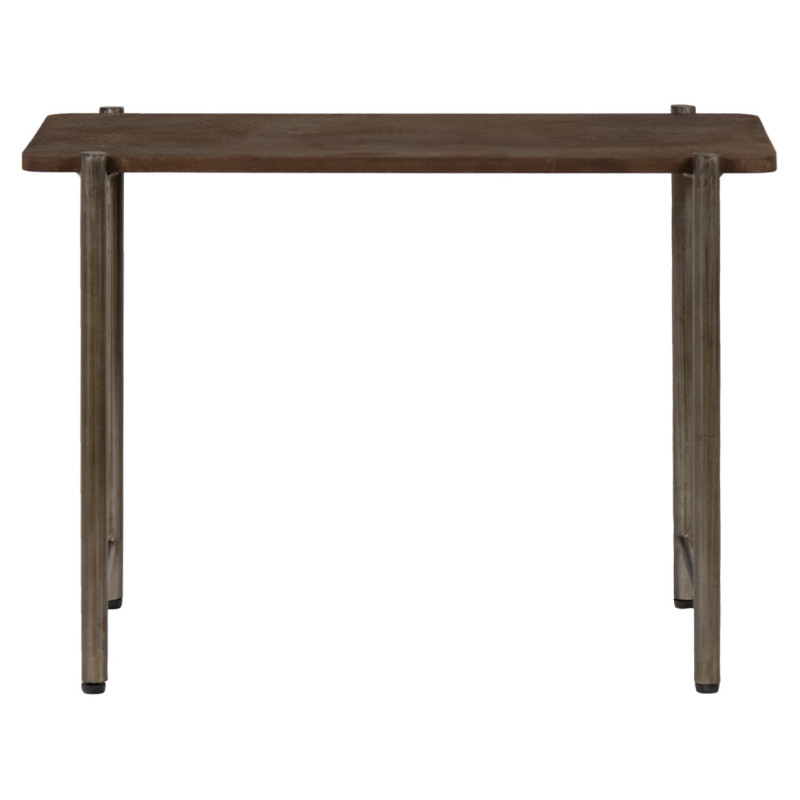 Table Basse L. 72 cm Plateau Effet Martelé et Piètement en Métal - Style Industriel - BUTCH