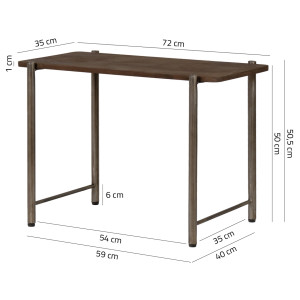 Table Basse L. 72 cm Plateau Effet Martelé et Piètement en Métal - Style Industriel - BUTCH