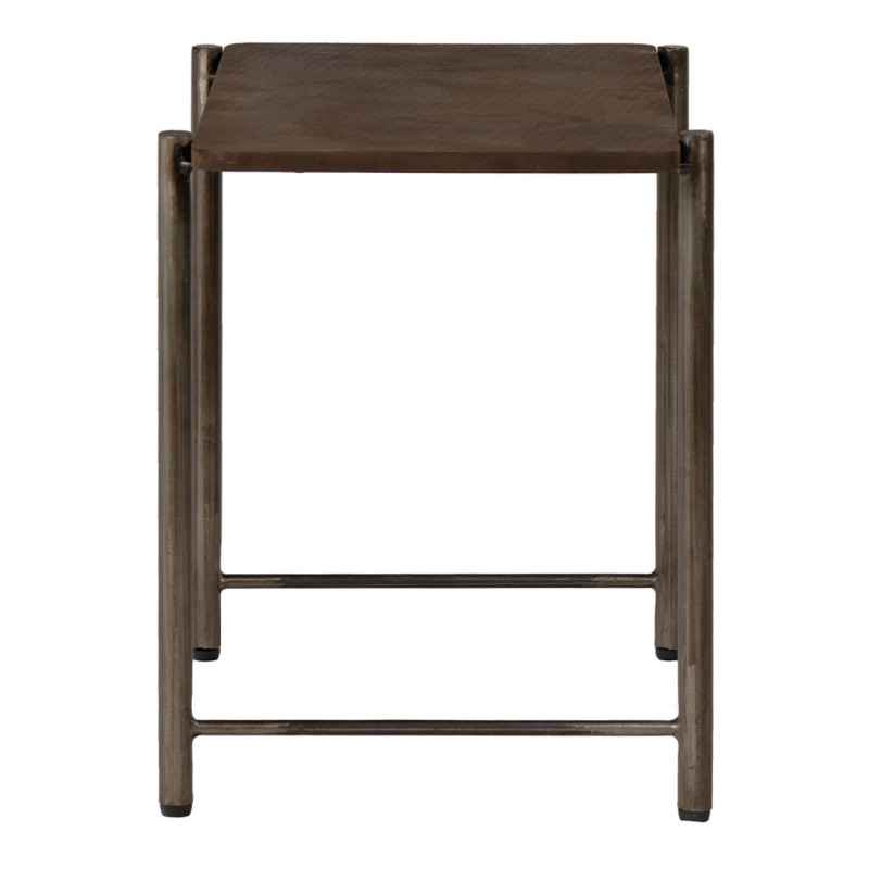 Table Basse L. 72 cm Plateau Effet Martelé et Piètement en Métal - Style Industriel - BUTCH