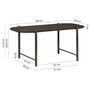 Table Basse L. 90 cm Plateau Effet Martelé et Piètement en Métal Gris - Style Industriel - DIRTY