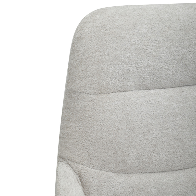 Chaise fauteuil pivotant 360° avec accoudoirs en tissu doux écru et pied croix en métal noir - EVA