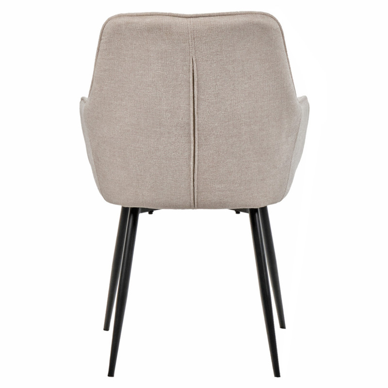 Lot de 2 Chaises Capitonnées avec Accoudoirs en Tissu Beige avec Pieds en Métal Noir - THEO
