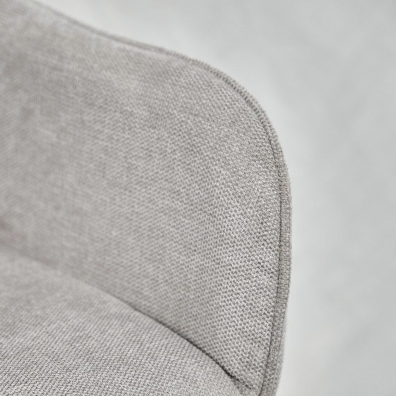 Lot de 2 Chaises Capitonnées avec Accoudoirs en Tissu Gris Clair avec Pieds en Métal Noir - THEO