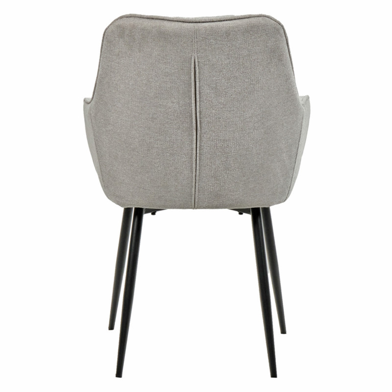 Lot de 2 Chaises Capitonnées avec Accoudoirs en Tissu Gris Clair avec Pieds en Métal Noir - THEO